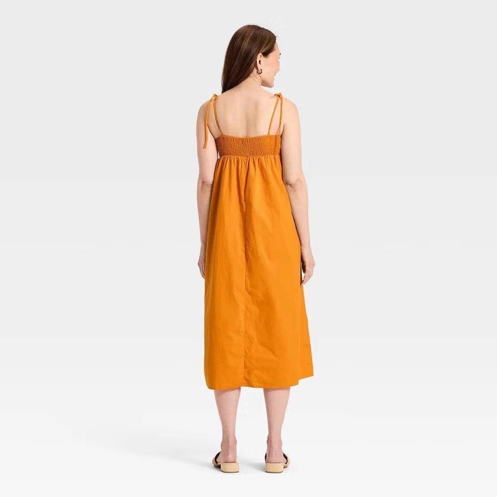 Front-Twist Knit Midi Dress